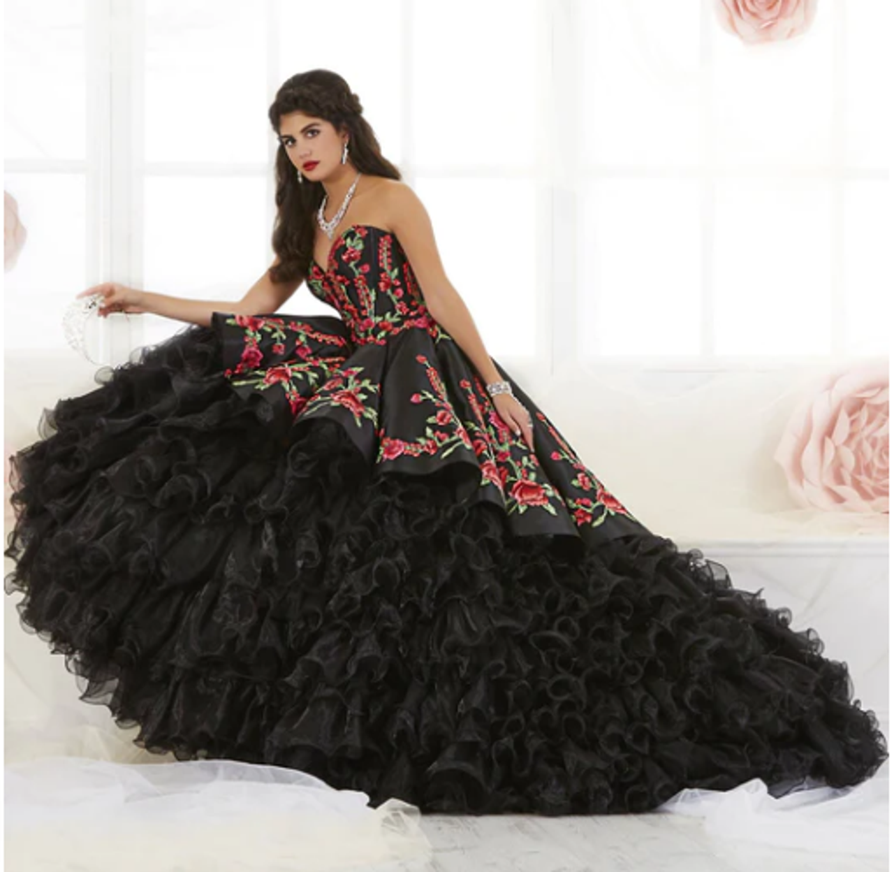 red and black quinceanera dresses